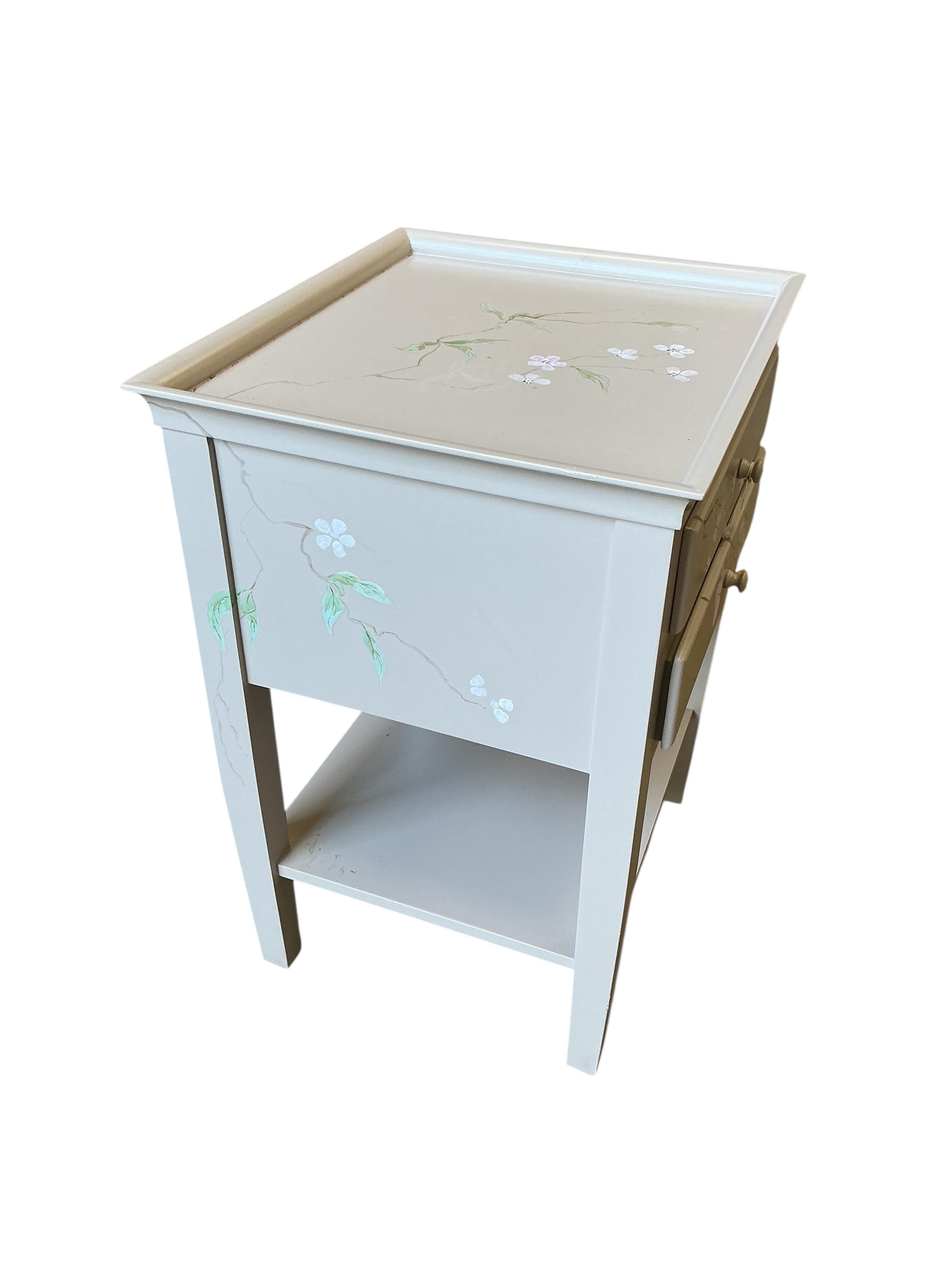 A Contemporary painted two drawer two tier bedside table, width 48cm, depth 42cm, height 65cm